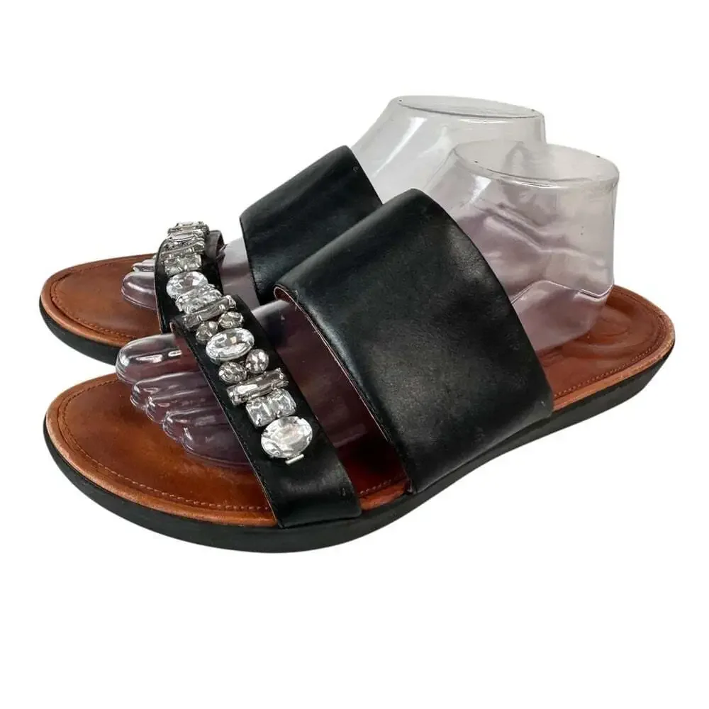 FitFlop Womens Delta Slide Sandals Black Crystal Comfort Casual Shoes Size 11